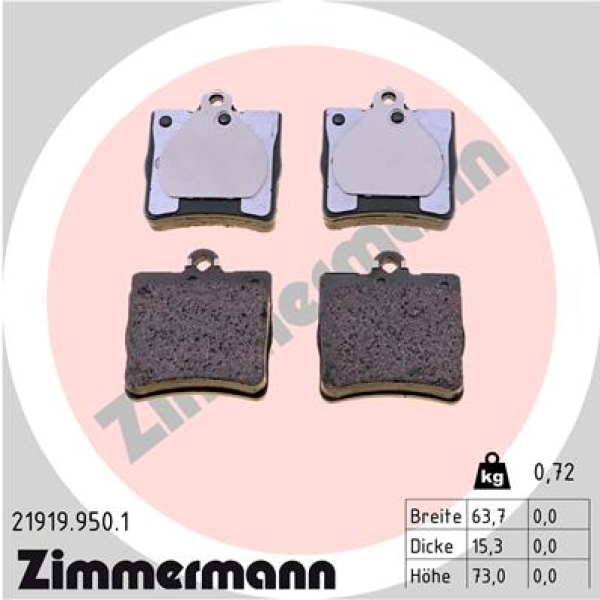 Zimmermann rd:z Brake pads for MERCEDES-BENZ C-KLASSE (W202) rear