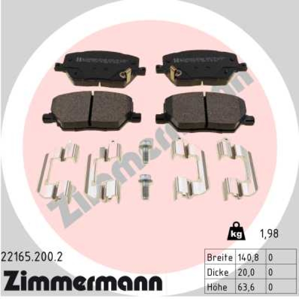 Zimmermann Brake pads for JEEP COMPASS (MP, M6, MV, M7) front