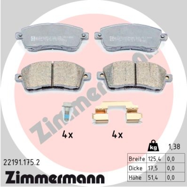 Zimmermann Bremsbeläge für FORD KA+ III (UK, FK) vorne