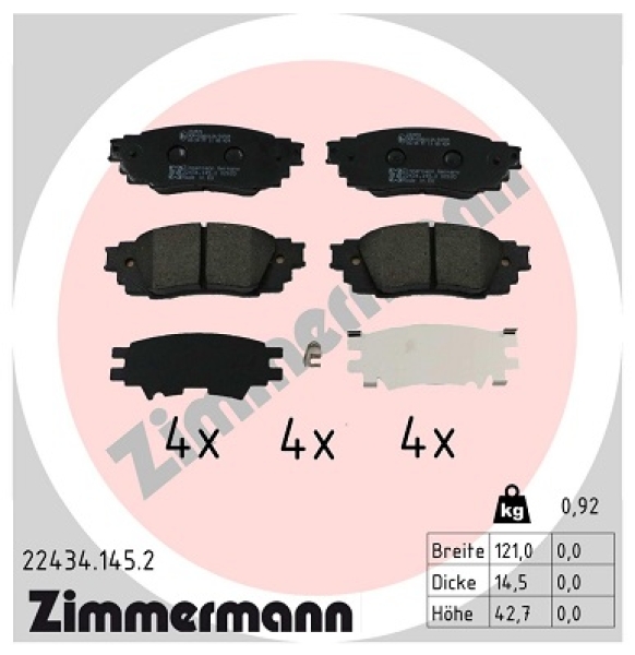 Zimmermann Brake pads for TOYOTA PRIUS (_W6_) rear