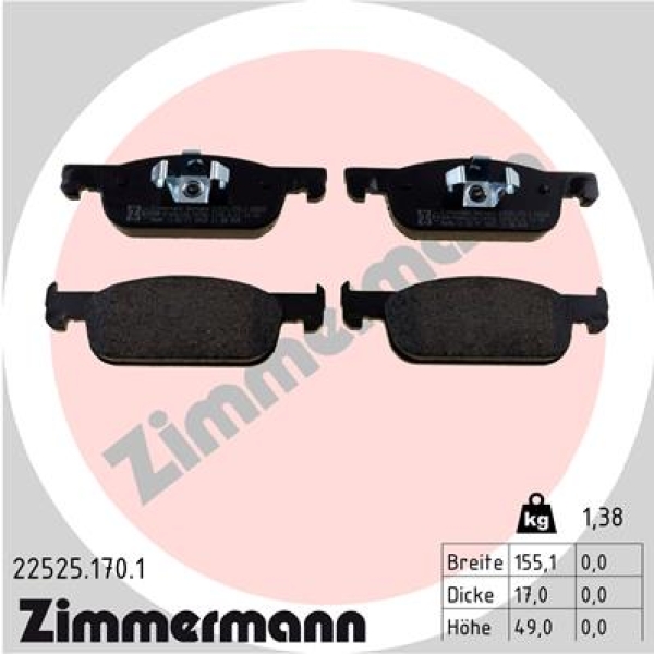 Zimmermann Brake pads for RENAULT CLIO IV Kasten front