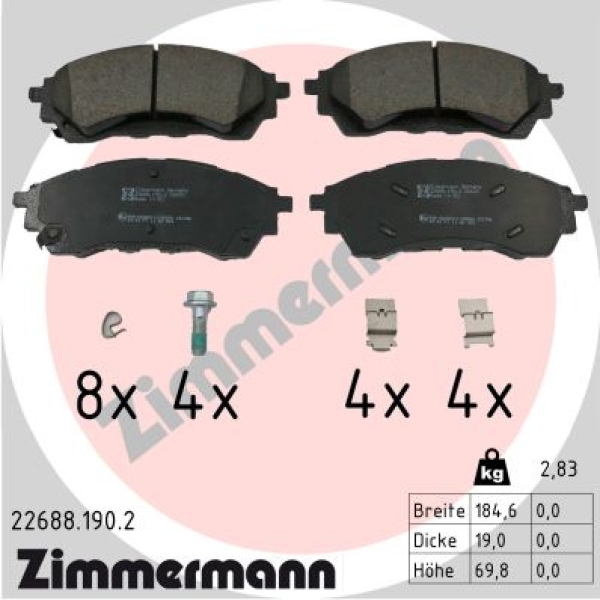 Zimmermann Brake pads for FORD RANGER (TKE) front