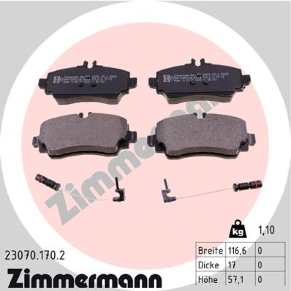 Zimmermann Bremsbeläge für MERCEDES-BENZ A-KLASSE (W168) vorne