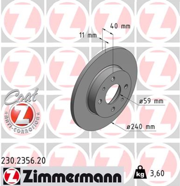 Zimmermann Brake Disc for FIAT PUNTO (188_) front
