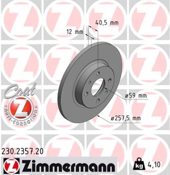 Zimmermann Brake Disc for FIAT BRAVA (182_) front