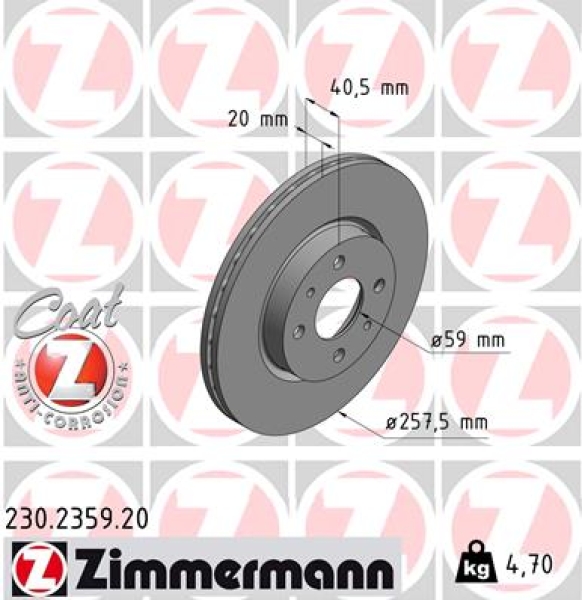 Zimmermann Brake Disc for LANCIA DEDRA SW (835_) front
