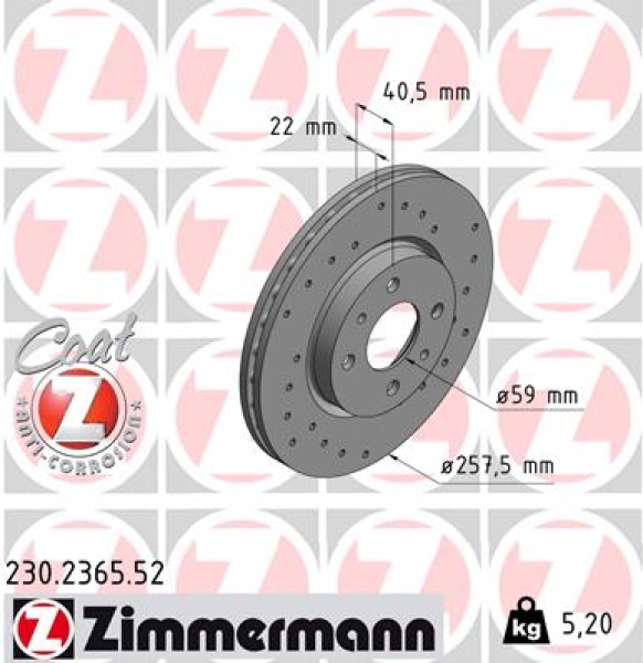 Zimmermann Sport Brake Disc for FIAT PANDA (312_, 319_) front