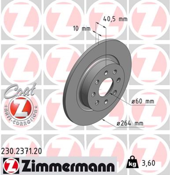 Zimmermann Brake Disc for FIAT PUNTO EVO (199_) rear