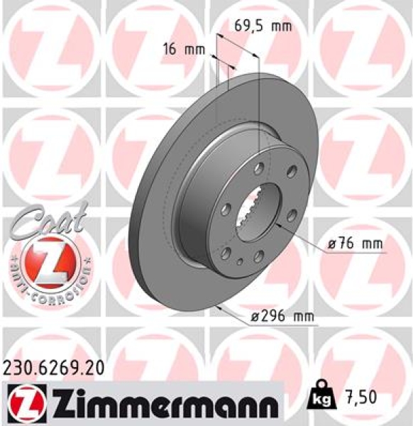 Zimmermann Brake Disc for IVECO DAILY V Kasten/Kombi rear