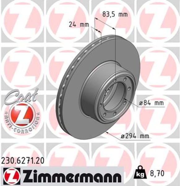 Zimmermann Brake Disc for IVECO DAILY V Kipper rear