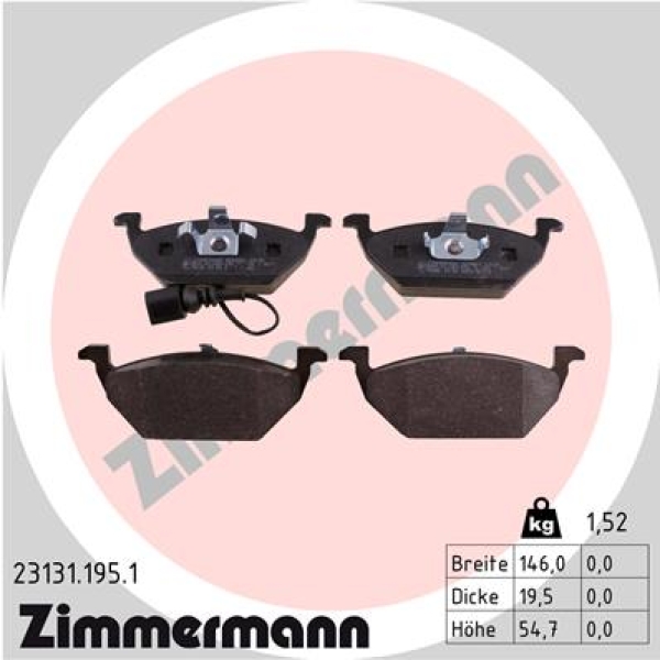 Zimmermann Brake pads for VW BEETLE (5C1, 5C2) front