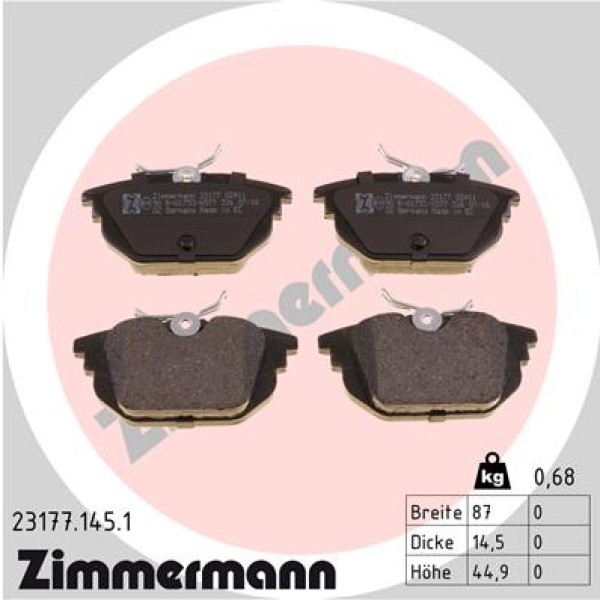 Zimmermann Brake pads for FIAT PUNTO Van (176_) rear