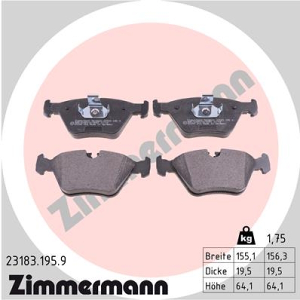Zimmermann Bremsbeläge for BMW Z4 Coupe (E86) front