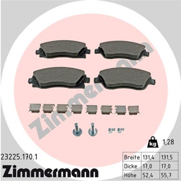Zimmermann Brake pads for OPEL COMBO Tour front
