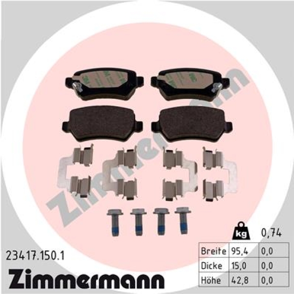 Zimmermann Brake pads for OPEL MERIVA A Großraumlimousine (X03) rear