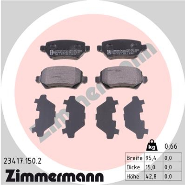 Zimmermann Brake pads for OPEL MERIVA B Großraumlimousine (S10) rear