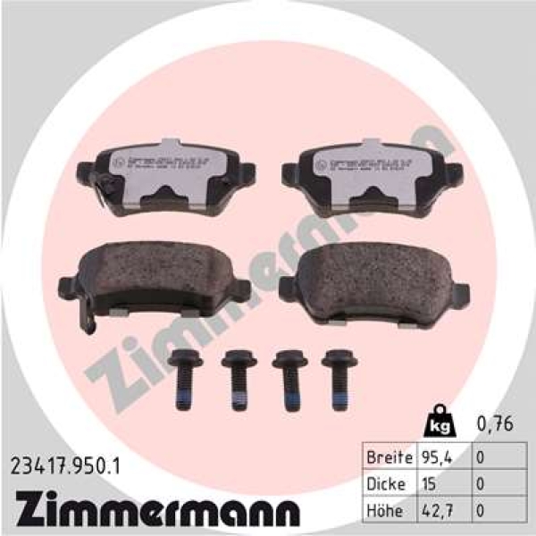 Zimmermann rd:z Brake pads for OPEL COMBO Kasten/Kombi rear