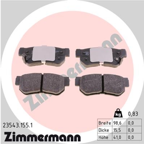 Zimmermann Brake pads for SSANGYONG RODIUS rear