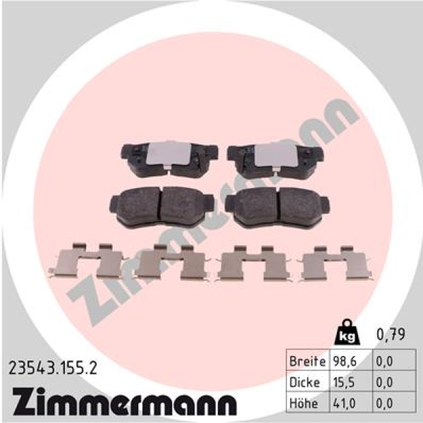 Zimmermann Brake pads for HYUNDAI XG (XG) rear