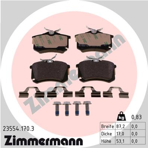 Zimmermann Brake pads for CITROËN DS3 Cabriolet rear