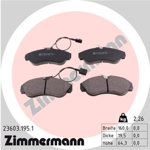 Zimmermann Brake pads for CITROËN JUMPER Pritsche/Fahrgestell (230) front