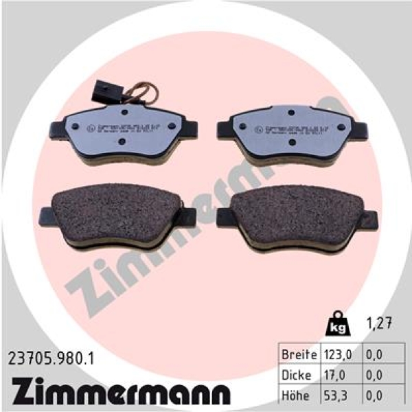 Zimmermann rd:z Brake pads for FIAT PANDA / PANDA CLASSIC (169_) front