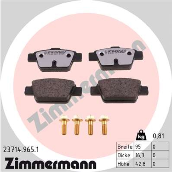 Zimmermann rd:z Brake pads for FIAT LINEA (323_, 110_) rear
