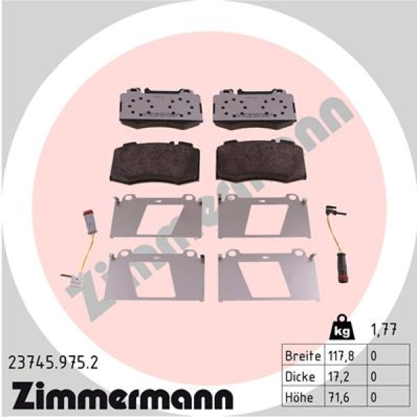 Zimmermann rd:z Brake pads for MERCEDES-BENZ C-KLASSE (W203) front