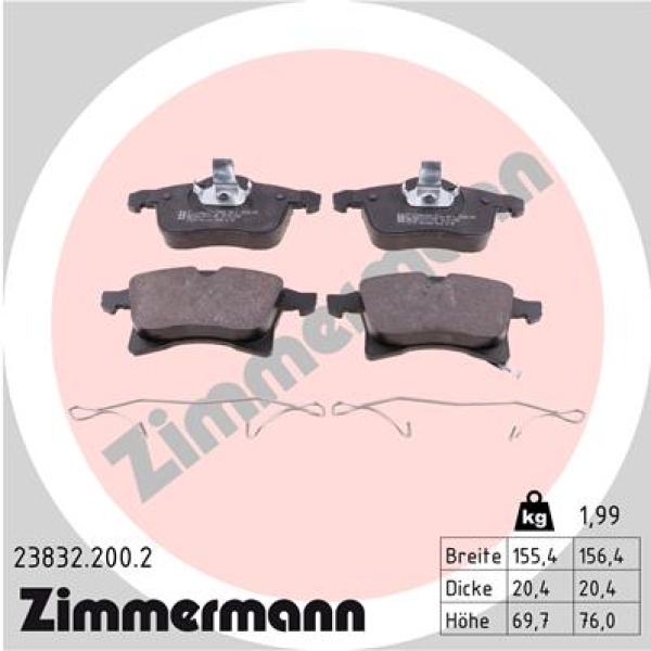 Zimmermann Brake pads for OPEL MERIVA B Großraumlimousine (S10) front