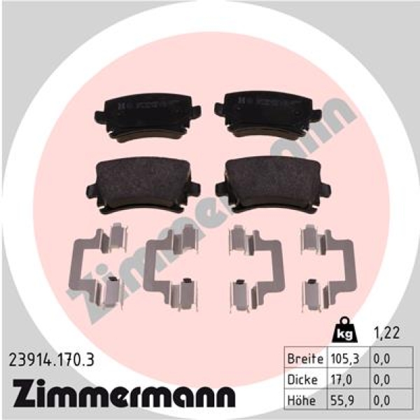 Zimmermann Brake pads for VW GOLF V (1K1) rear