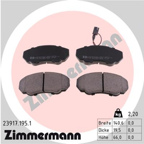 Zimmermann Brake pads for CITROËN JUMPER Kasten (230L) front