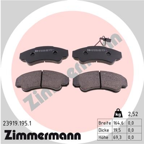 Zimmermann Brake pads for FIAT DUCATO Bus (244_) front