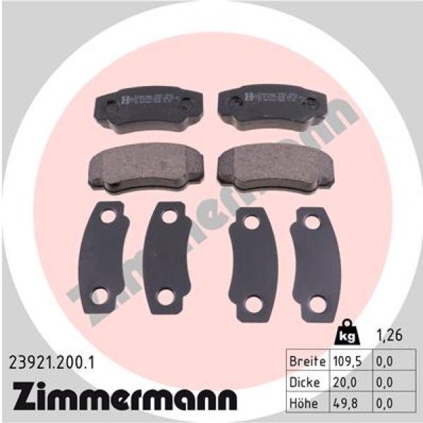 Zimmermann Brake pads for CITROËN JUMPER Kasten (230L) rear