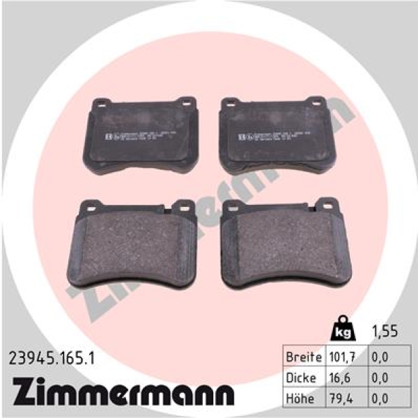 Zimmermann Brake pads for MERCEDES-BENZ C-KLASSE (W203) front