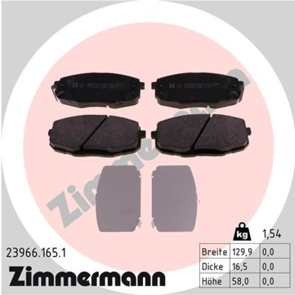 Zimmermann Brake pads for KIA CERATO II Stufenheck (TD) front