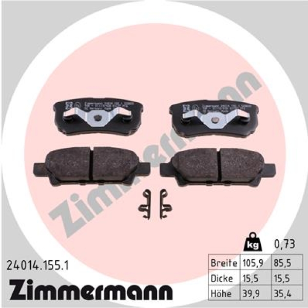 Zimmermann Brake pads for CHRYSLER SEBRING Cabriolet (JS) rear
