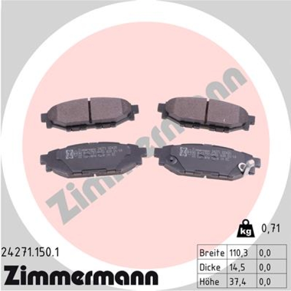 Zimmermann Brake pads for SUBARU FORESTER (SJ_) rear