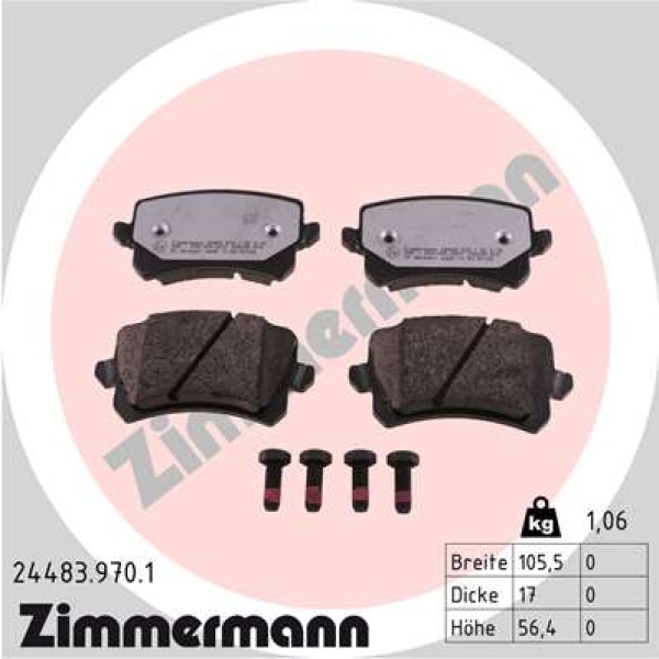 Zimmermann rd:z Brake pads for VW SHARAN (7N1, 7N2) rear