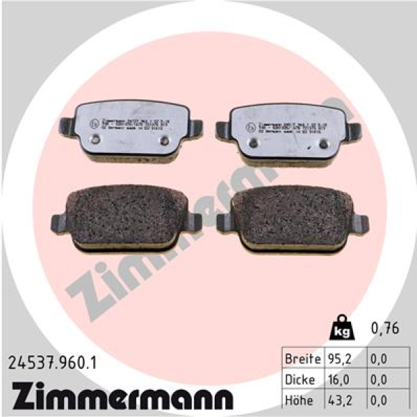 Zimmermann rd:z Brake pads for VOLVO XC70 II (136) rear