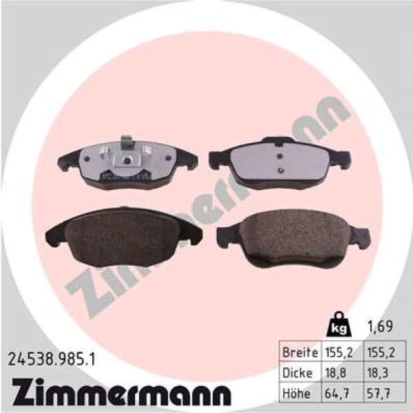 Zimmermann rd:z Brake pads for PEUGEOT PARTNER Tepee front