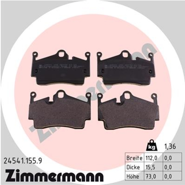 Zimmermann Bremsbeläge for PORSCHE 718 CAYMAN (982) rear