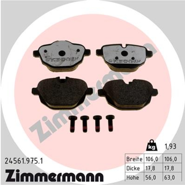 Zimmermann rd:z Brake pads for BMW X3 (F25) rear