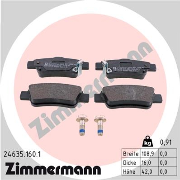 Zimmermann Brake pads for HONDA CR-V IV (RM_) rear - Zimmermann