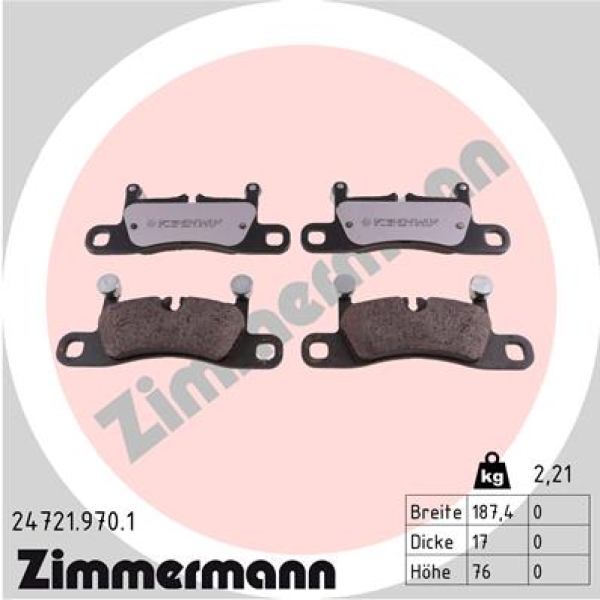Zimmermann rd:z Brake pads for PORSCHE 911 Targa (991) rear