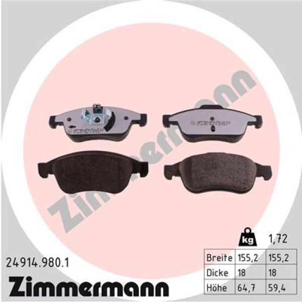 Zimmermann rd:z Brake pads for RENAULT CAPTUR (J5_, H5_) front