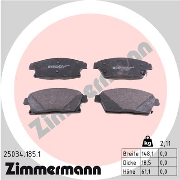 Zimmermann Brake pads for CHEVROLET ORLANDO (J309) front