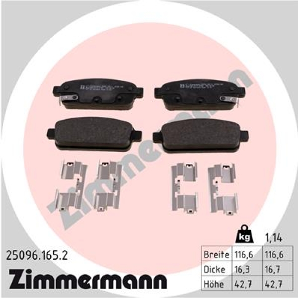 Zimmermann Brake pads for OPEL CASCADA (W13) rear