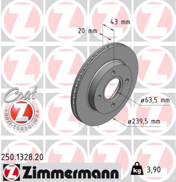 Zimmermann Brake Disc for FORD PUMA (EC_) front