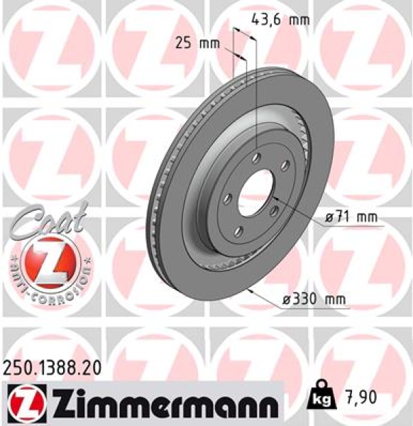 Zimmermann Bremsscheibe für FORD USA MUSTANG Convertible hinten