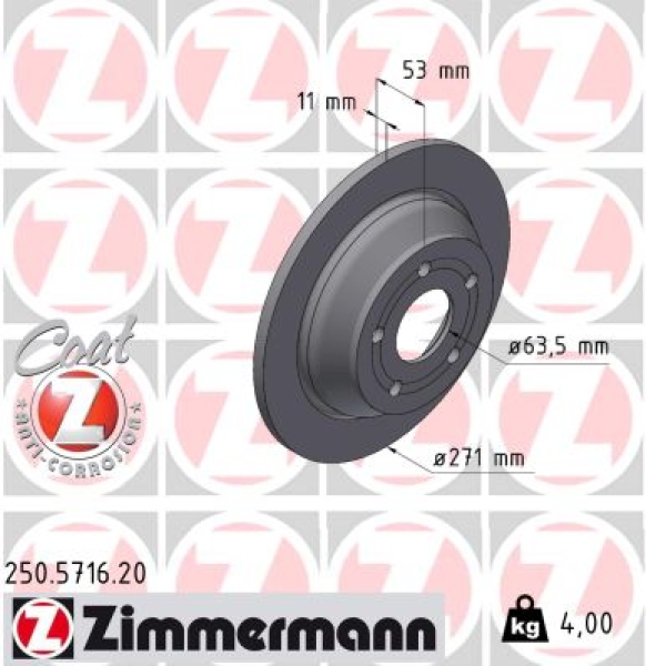 Zimmermann Bremsscheibe für FORD PUMA (J2K, CF7) hinten